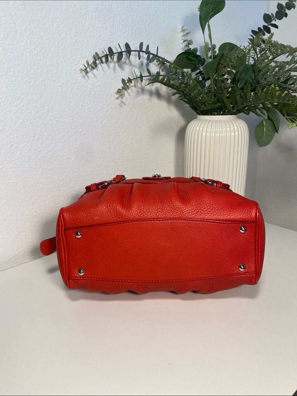 Salvatore Ferragamo Pebble Leather Mini Red Bag - Picture 16 of 16